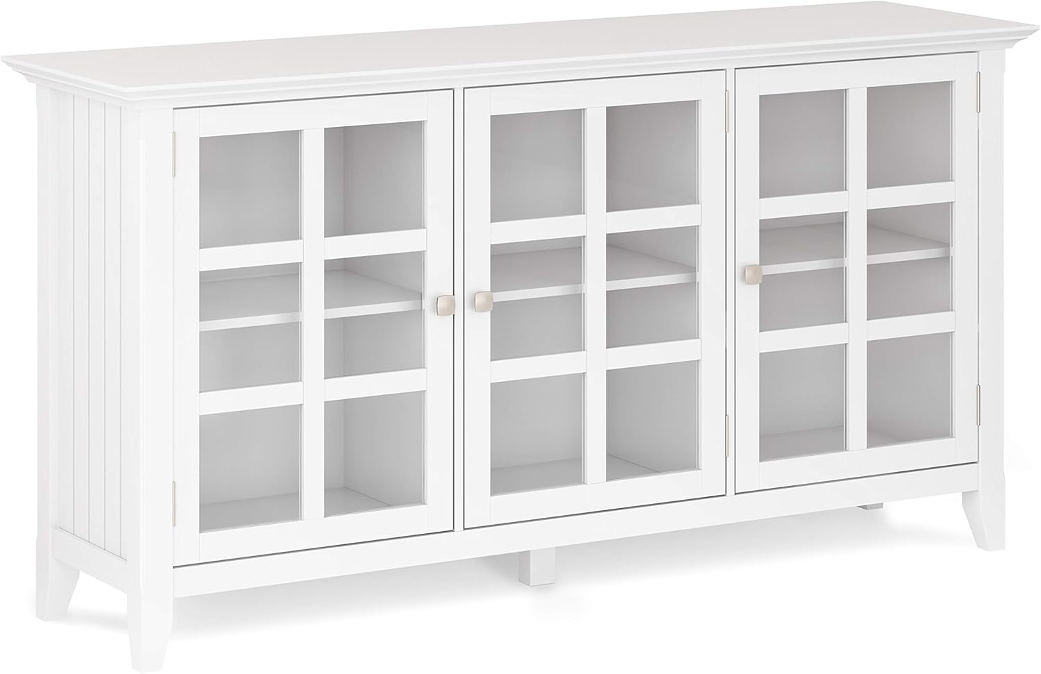 Distressed Grey Solid Wood Storage Cabinet with 3 Tempered Glass Doors and 3 Adjustable Shelves L729302