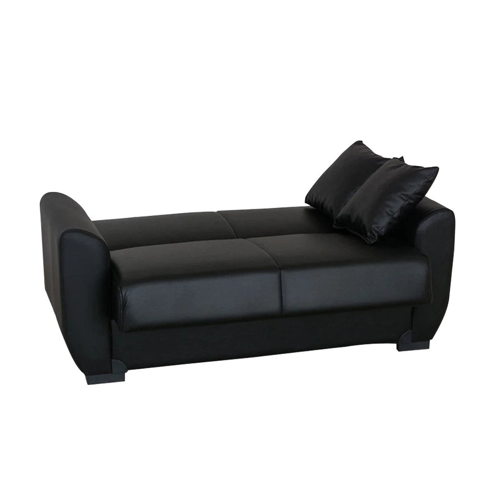 Black PU Leather Loveseat N257608
