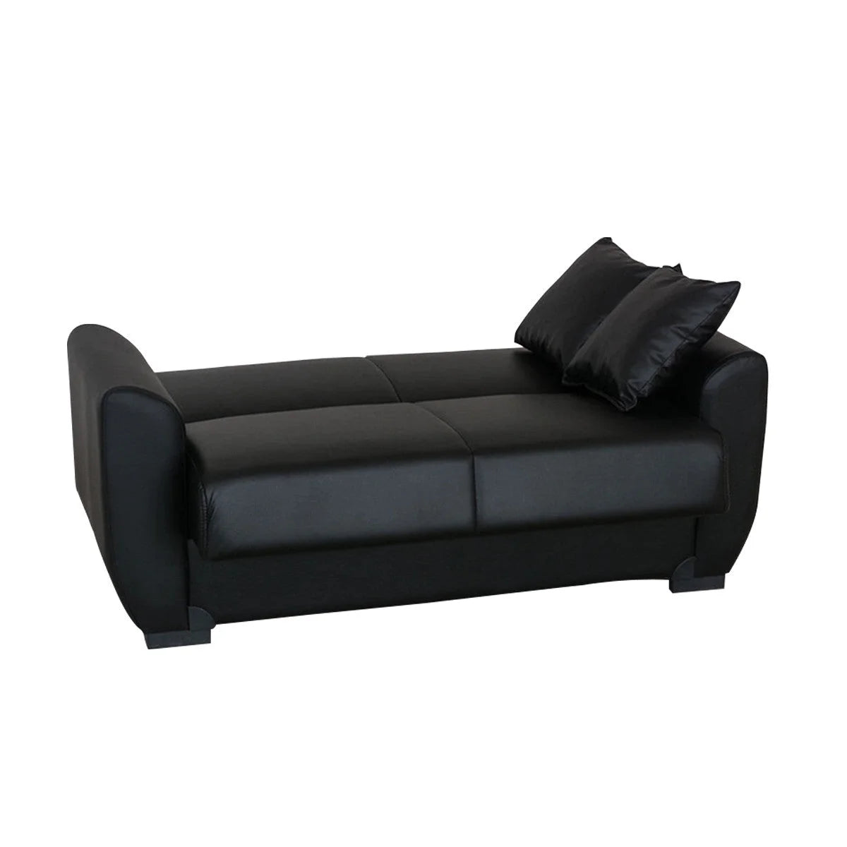 Black PU Leather Loveseat N257608