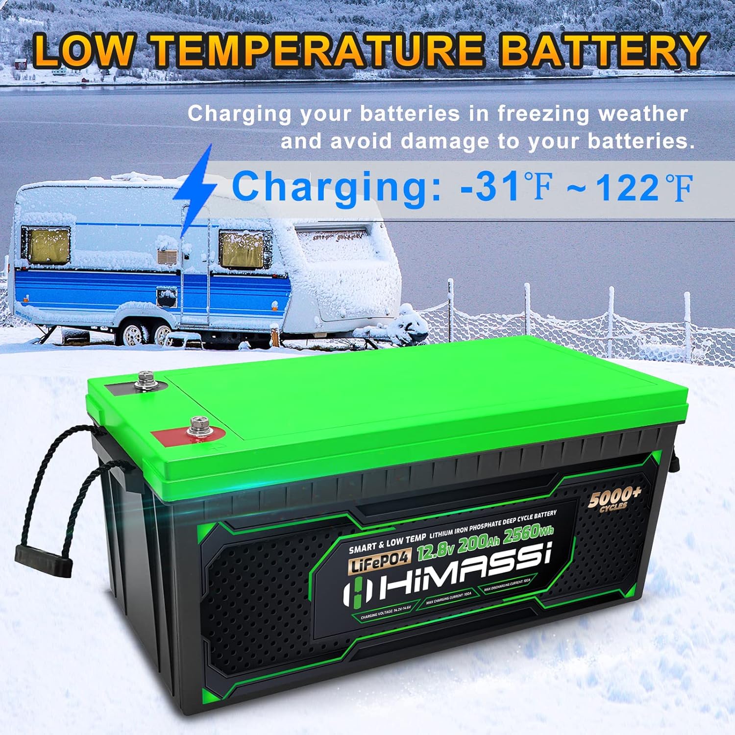 24V 200Ah Rechargeable Deep Cycle LiFePO4 Battery with 200A BMS N67317