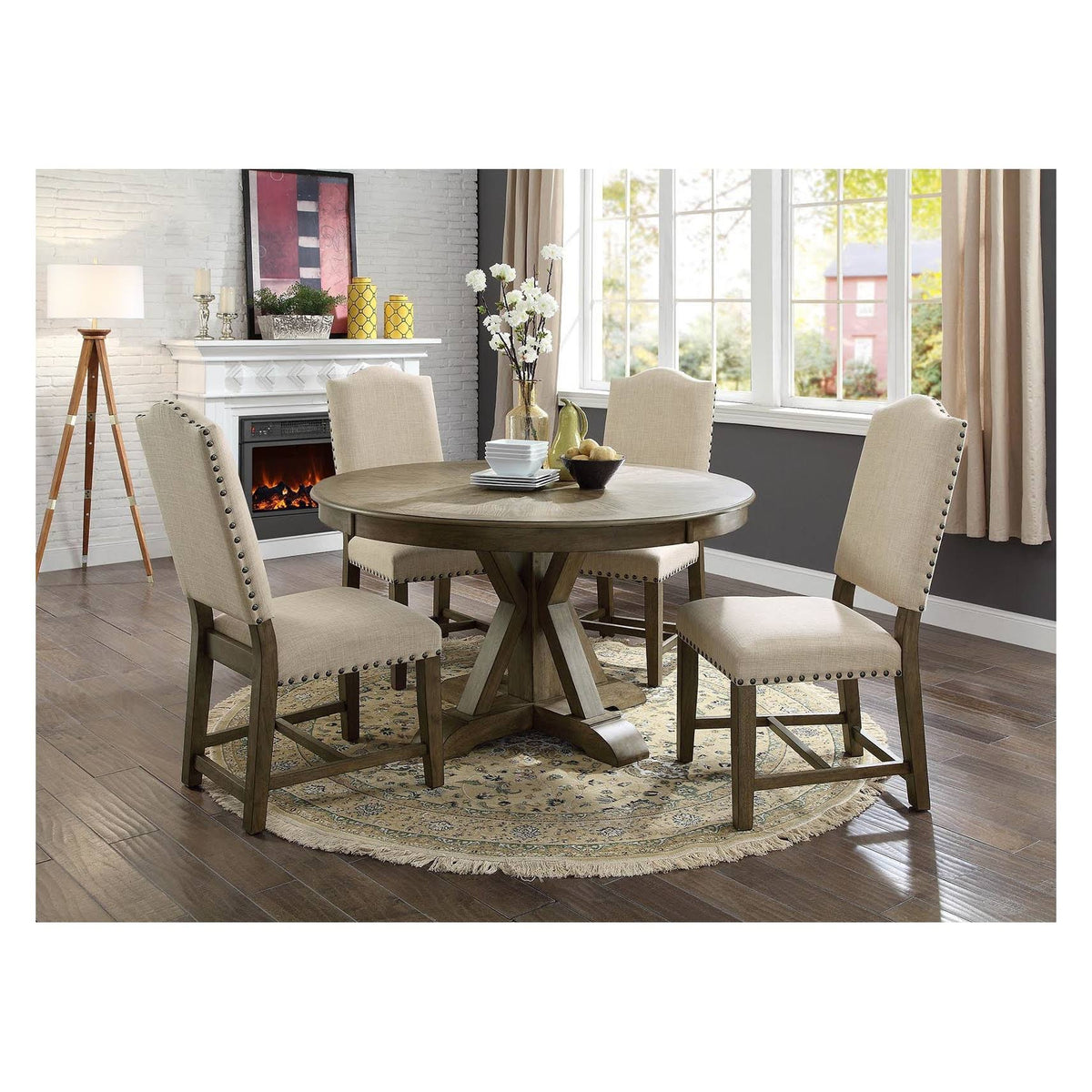 Set of 2 Fabric Dining Chair Light Oak P947863