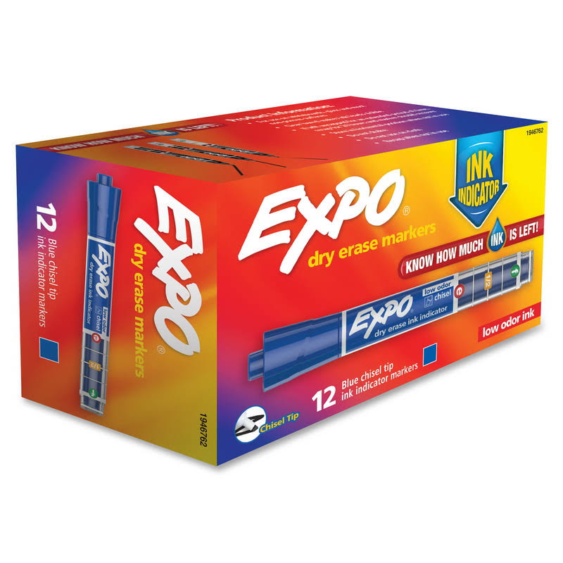 Blue Dry Erase Marker, Chisel Tip, Dozen X742321