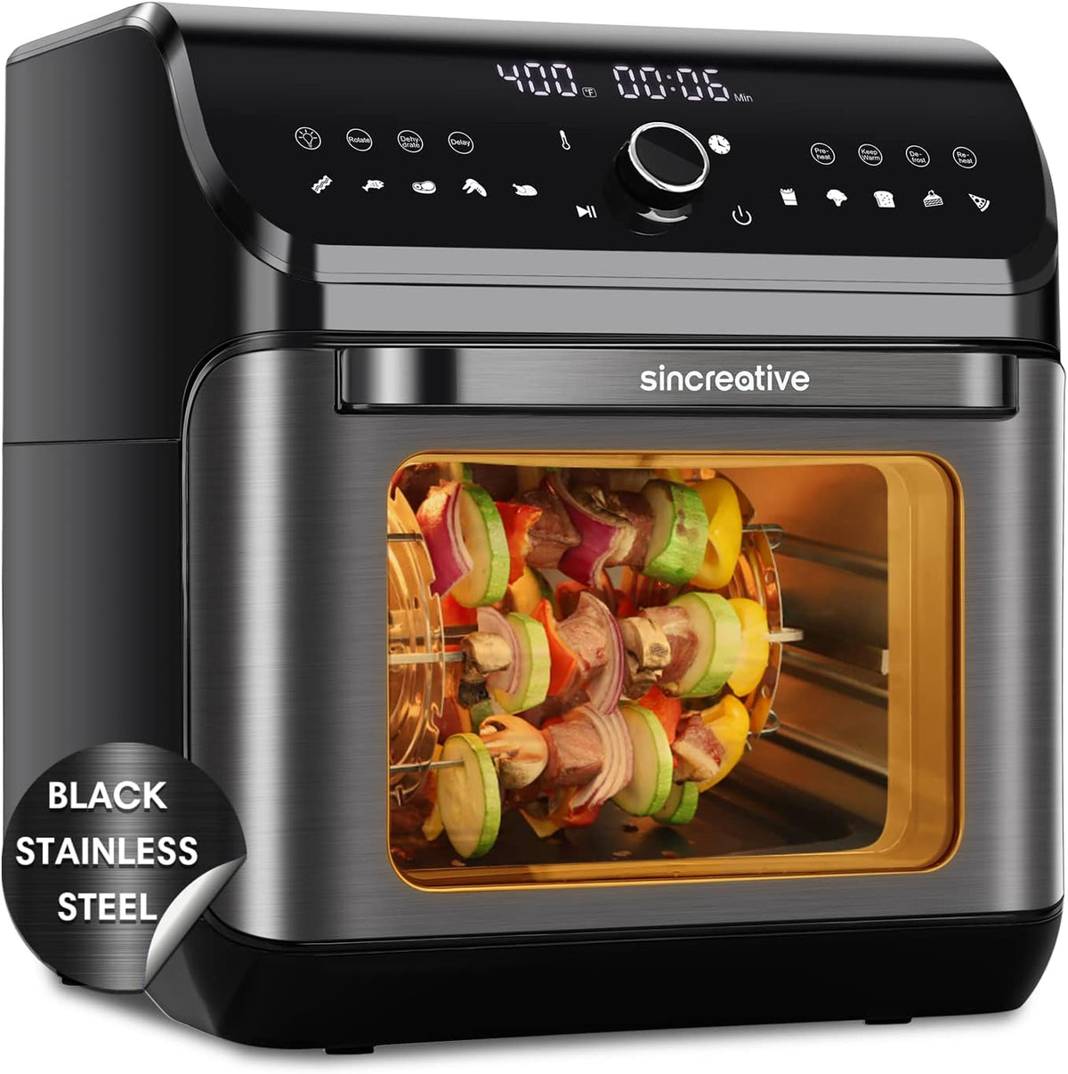 10.6 QT Black Stainless Steel 10-in-1 Air Fryer Toaster Oven with 7 Accessories L48476