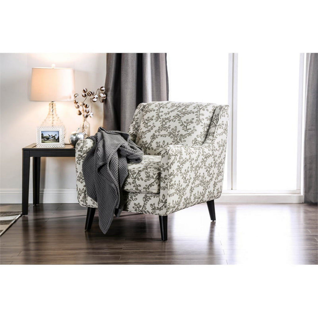Floral Beige Fabric Accent Chair X6951