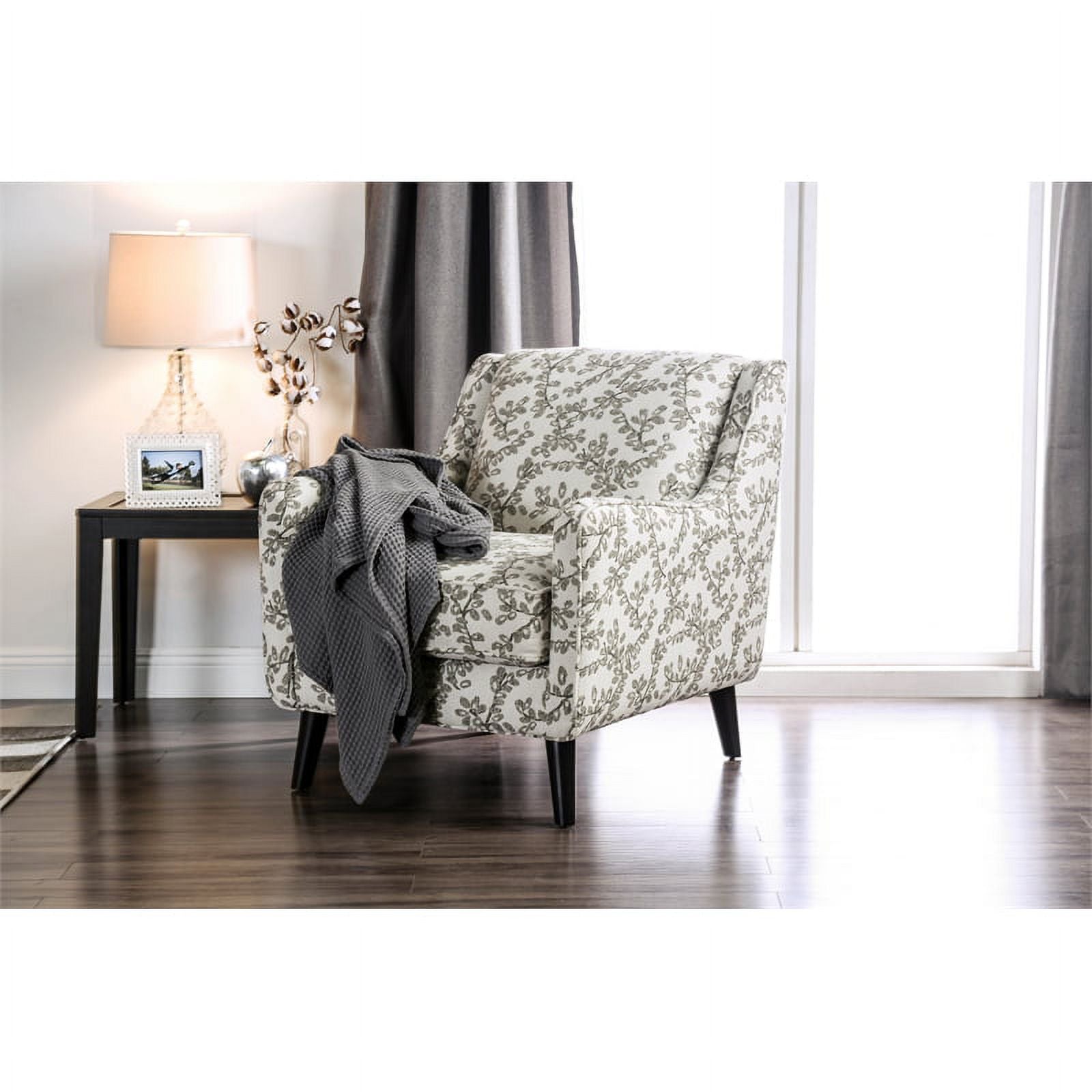 Floral Beige Fabric Accent Chair X6951