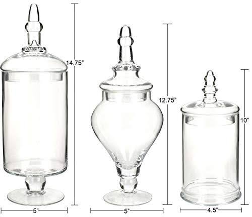 Glass Apothecary Jars, Clear, Set of 3 D949669