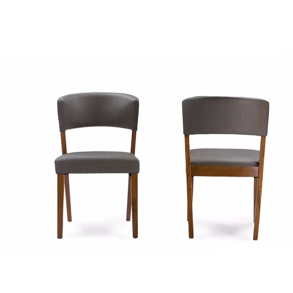 Dark Walnut Wood Grey Faux Leather Dining Chairs (Set of 2) Y217744