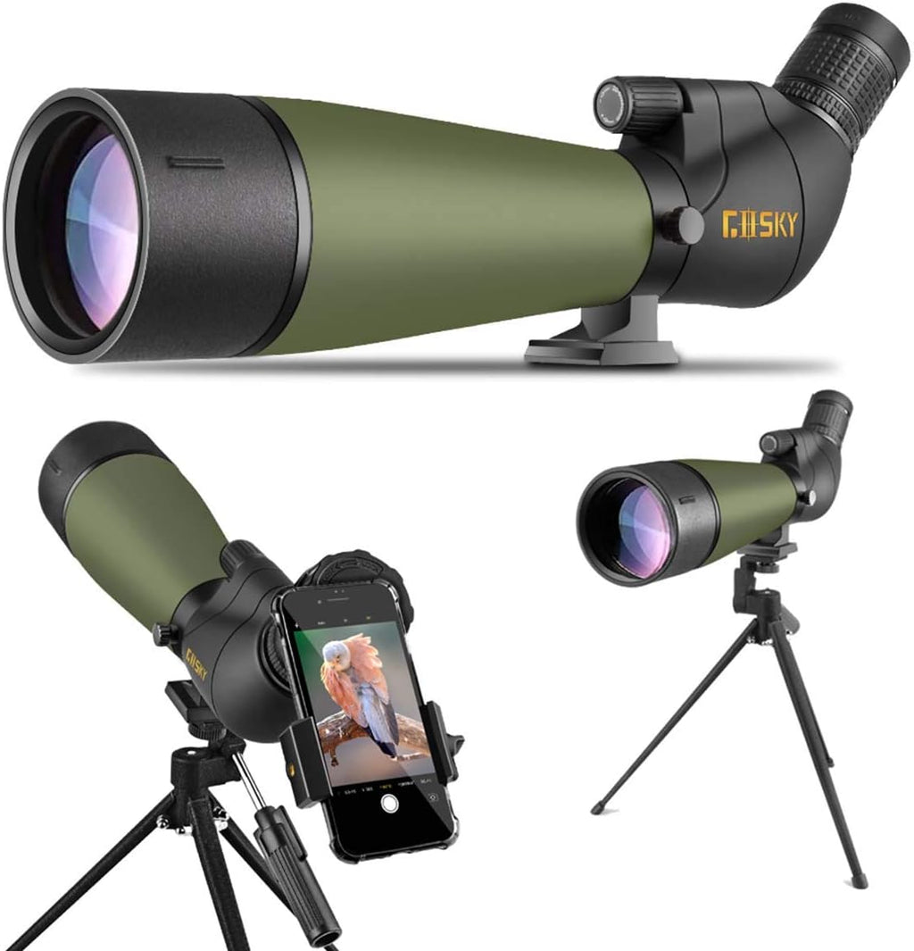 20-60x80 BAK4 Angled Spotting Scope with Tripod, Carrying Bag, Smartphone Adapter Q77161