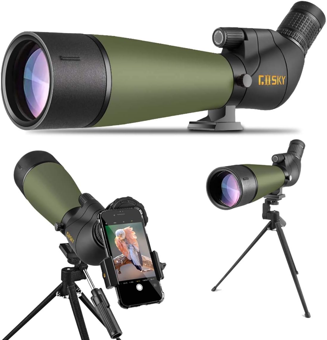20-60x80 BAK4 Angled Spotting Scope with Tripod, Carrying Bag, Smartphone Adapter Q77161