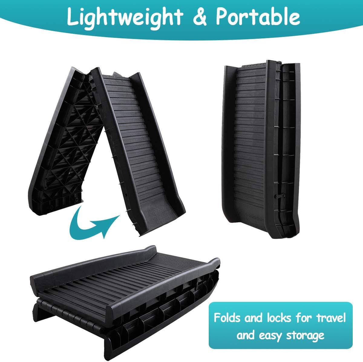 Heavy Duty Portable Folding Dog Ramp for SUV, Non-Slip Pet Stairs, Pack of 2 O194071