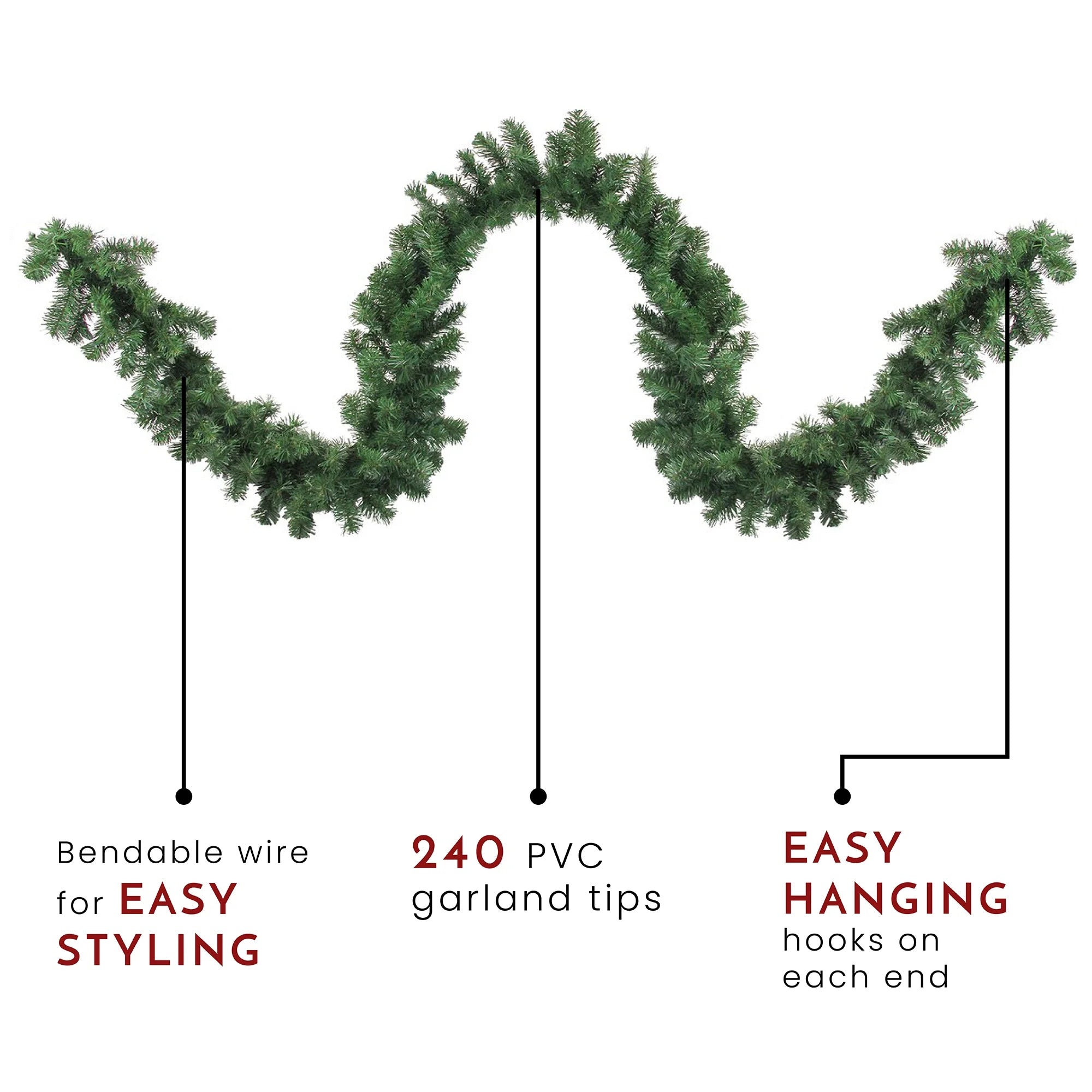 9' x 12" Artificial Christmas Garland A828936