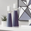 Plum Glass Pillar Candle Holder Set of 2 F7825