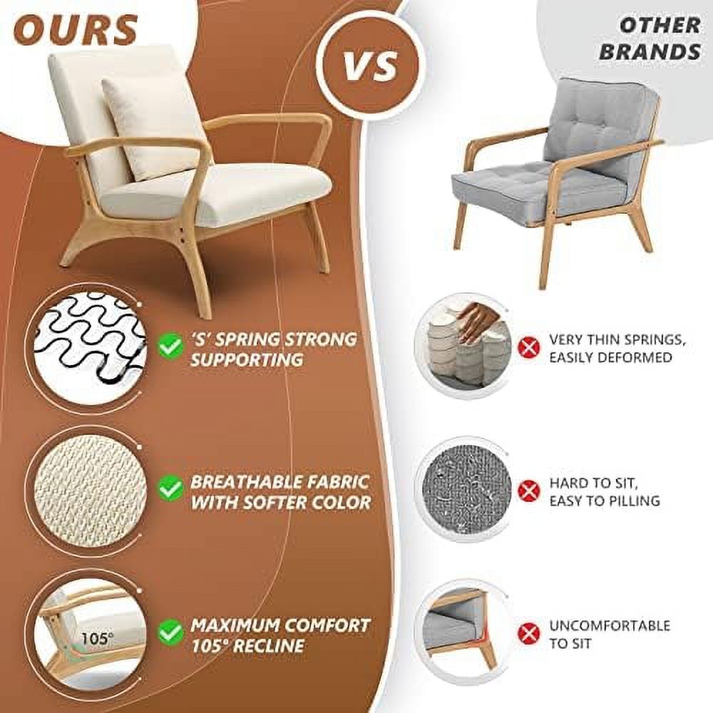 Accent Chair with Lumbar Pillow Upholstered Linen Fabric B99471