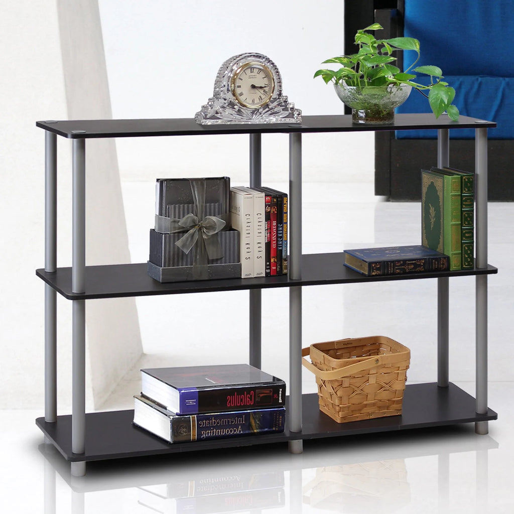 3-Tier Double Size Storage Display Rack in Black/Gray B2882