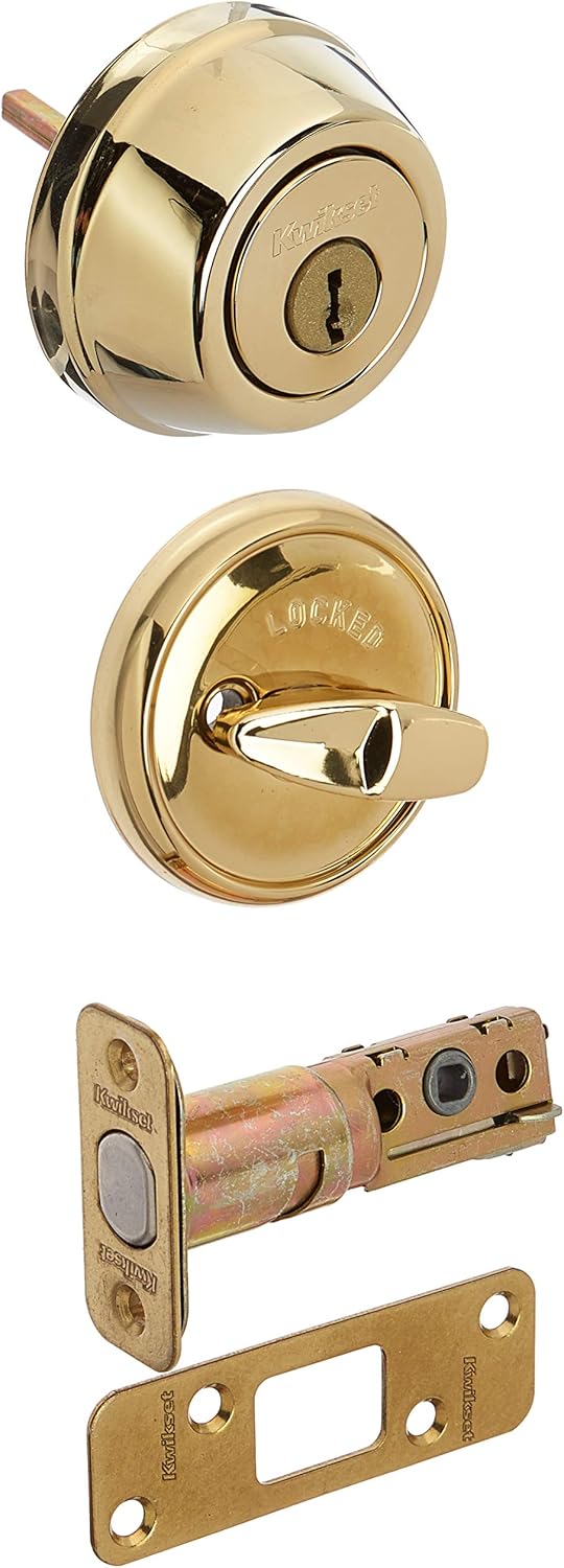 Single Cylinder Deadbolt, Polished Brass Pack of 2 I43737