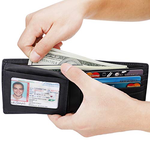 Genuine Leather Bifold Wallet with 2 ID Window V301290