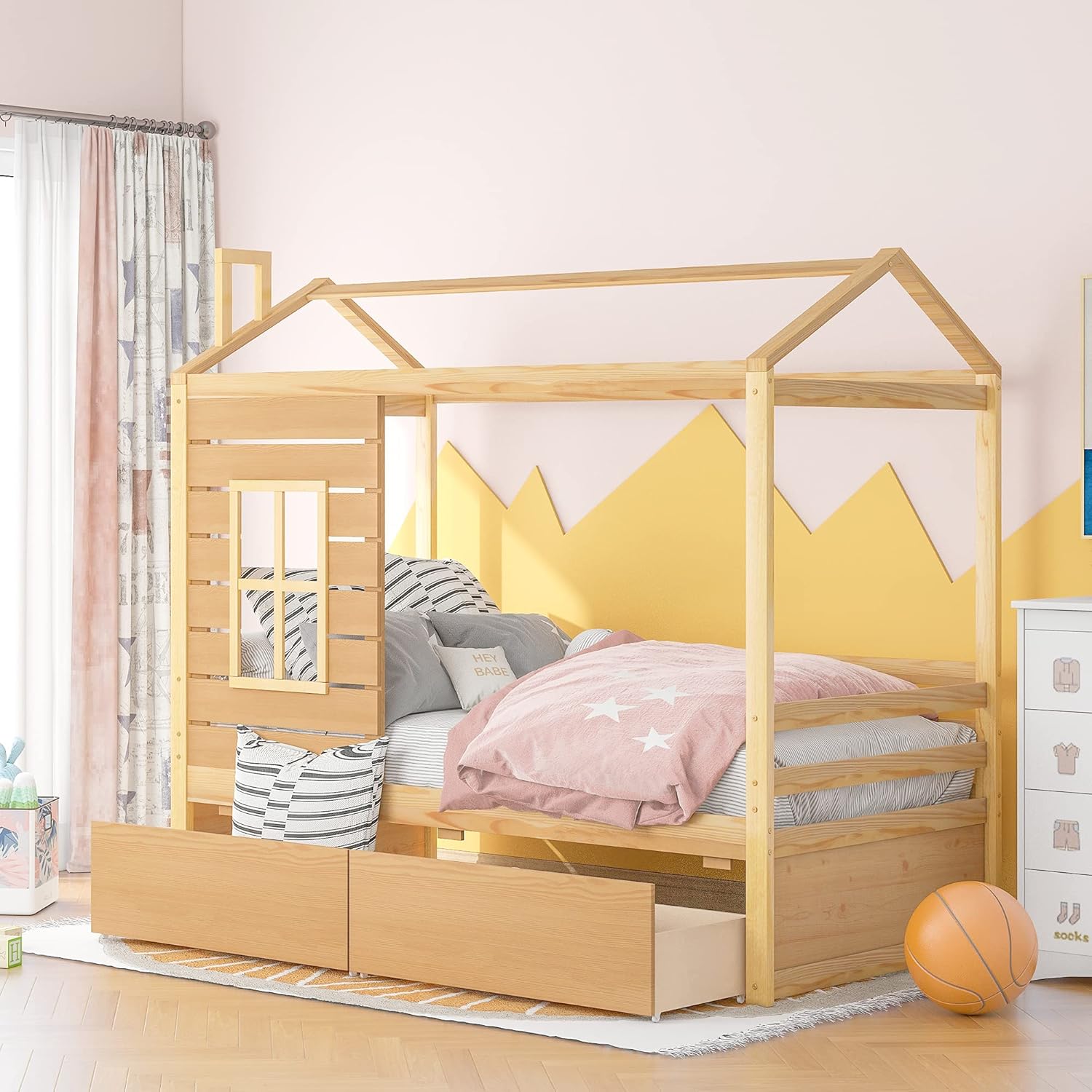 Twin Size Wood Bunk Bed Daybed with Trundle Q2020
