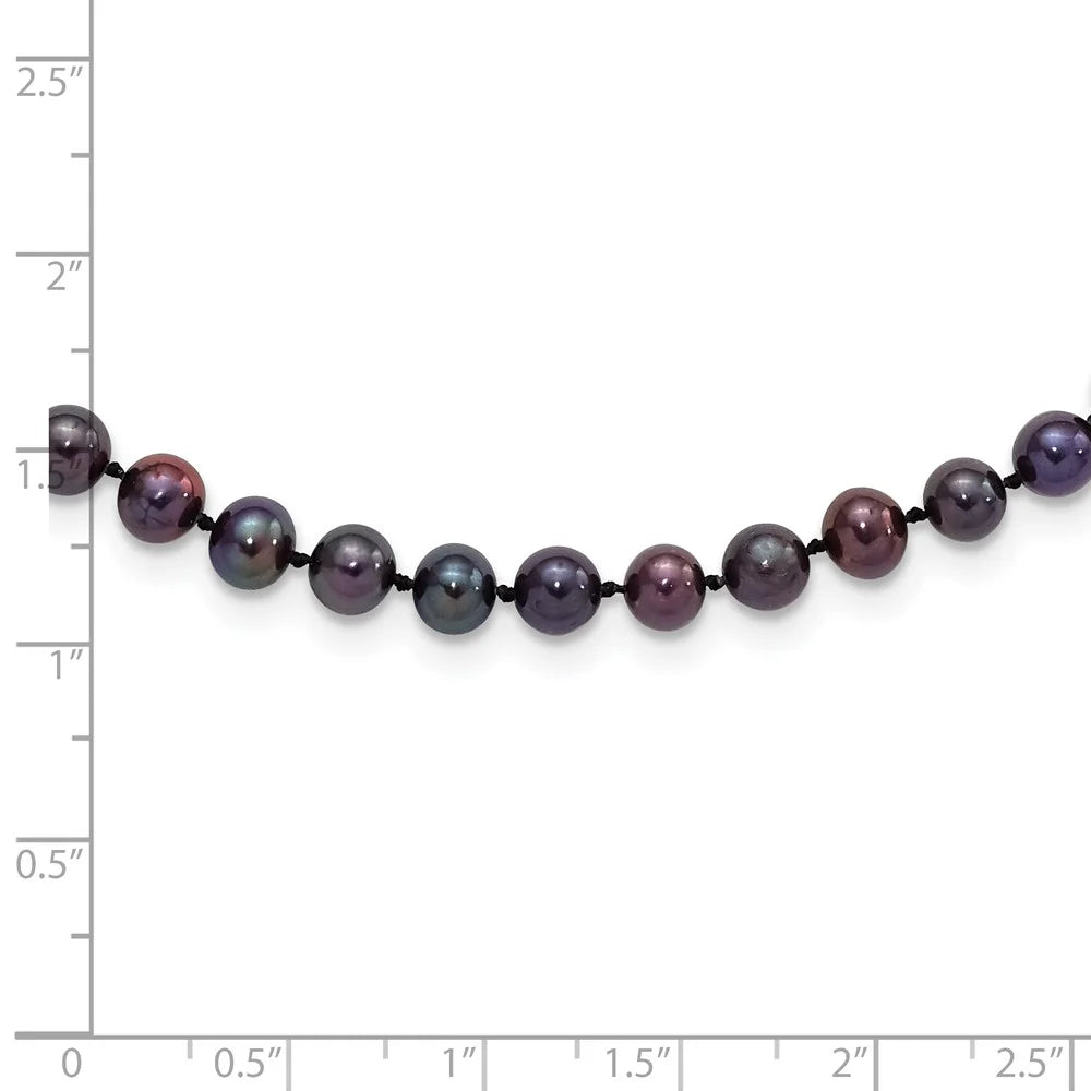 Rhod-plated 5-6mm Black Pearl Necklace X18152