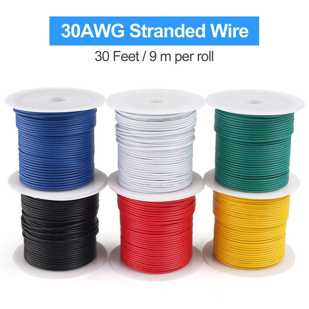 30AWG Stranded Tinned Copper Hookup Wire Kit, 6 Colors, 30 Feet Each, 300V S3550