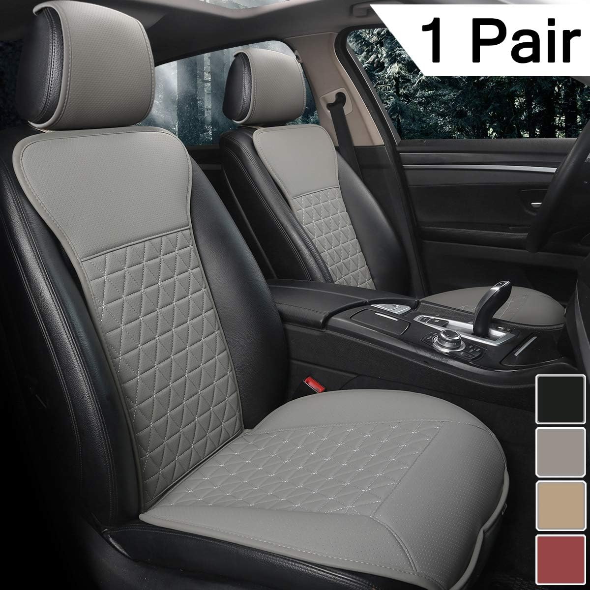 Beige PU Car Seat Covers for Front Seats L78687