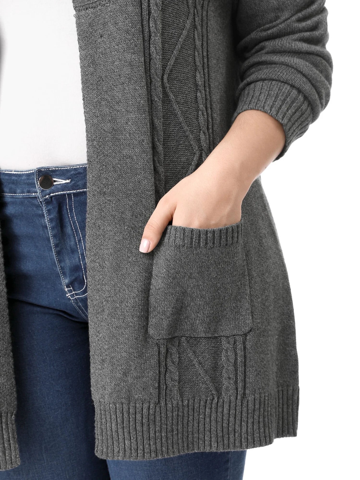 Plus Size Open Front Long Sleeves Kimono Cardigan A654
