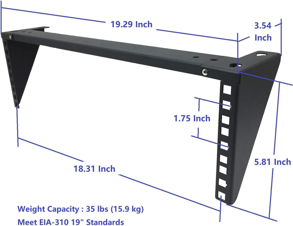 2U Light-Loading Foldable 19 Inches Cold Rolled Steel Vertical Wall Mount Rack R100791
