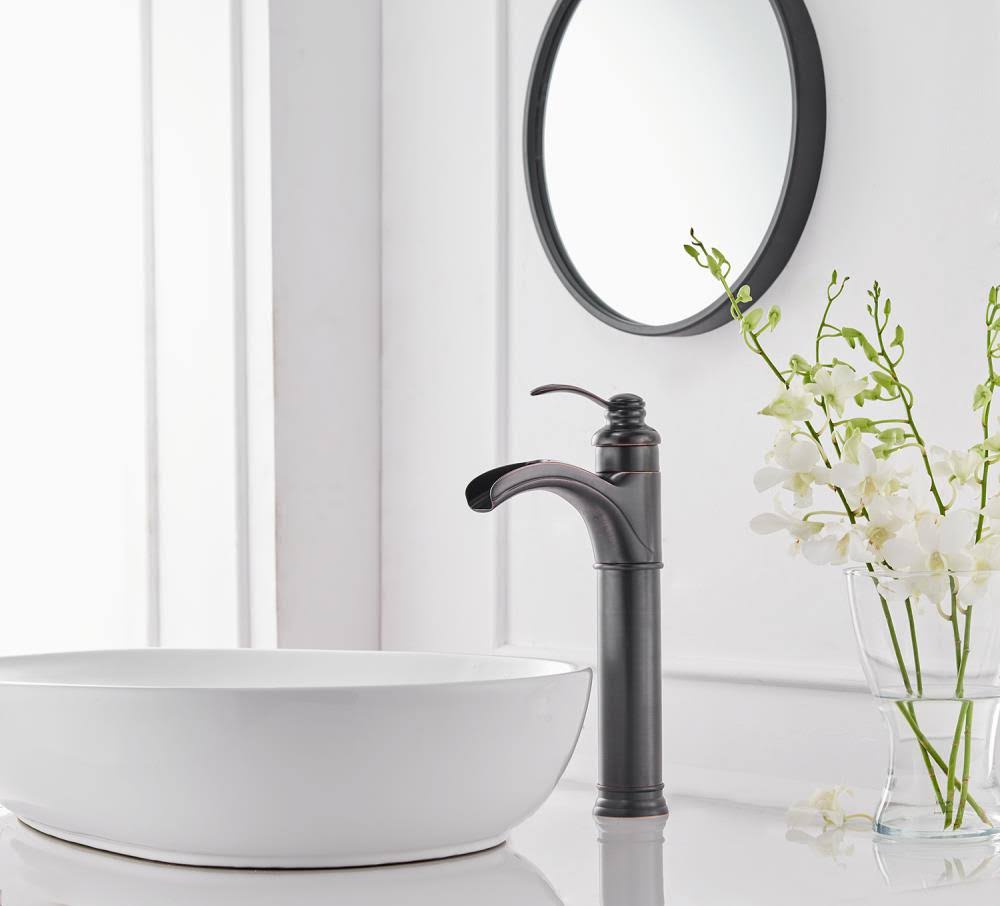 Oil Rubbed Bronze Waterfall Bathroom Vessel Sink Faucet with Pop Up Drain K879424