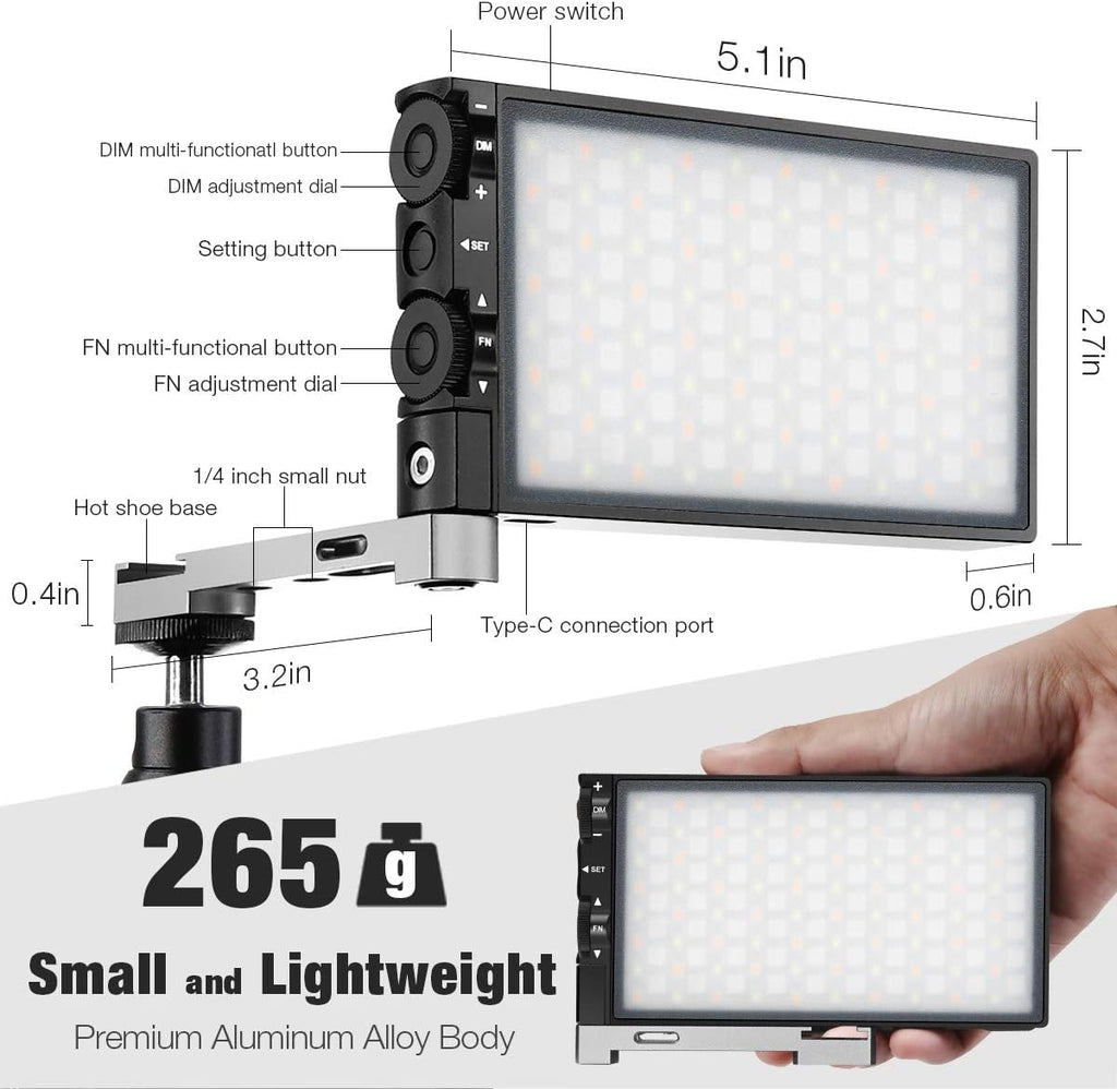 RGB Video Light with Rechargeable Battery LED Camera Light Panel W340081