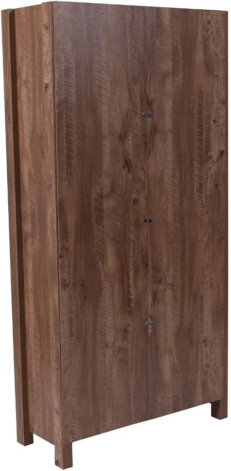 6 Cube Storage Organizer Bookcase with Metal Cabinet Doors in Crosscut Oak Wood Grain Finish C58578