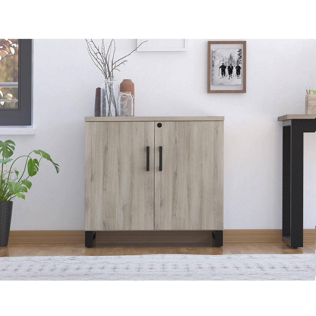 Gray Weathered Oak 2-Door Storage Cabinet P6939