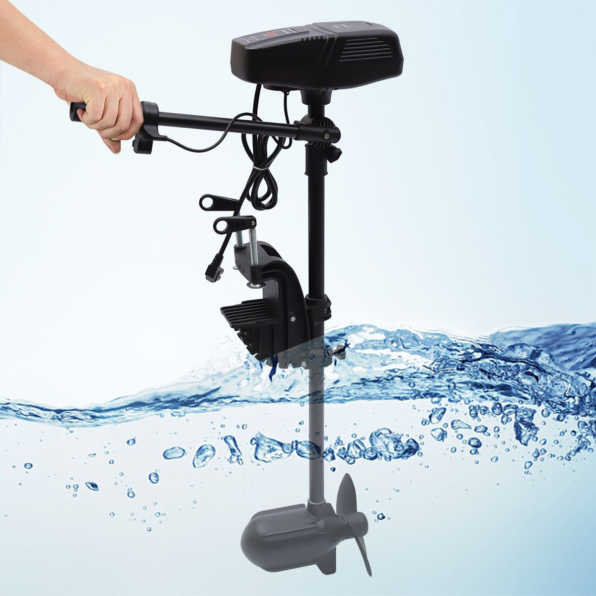 48V 1400W Electric Trolling Motor Outboard Motor Fishing Boat Engine LED Display 360° Rotatable Brushless Motor 2300RPM J640344