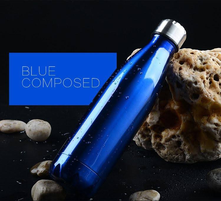 Blue 1000ml Stainless Steel Vacuum Flask Water Bottle J577960