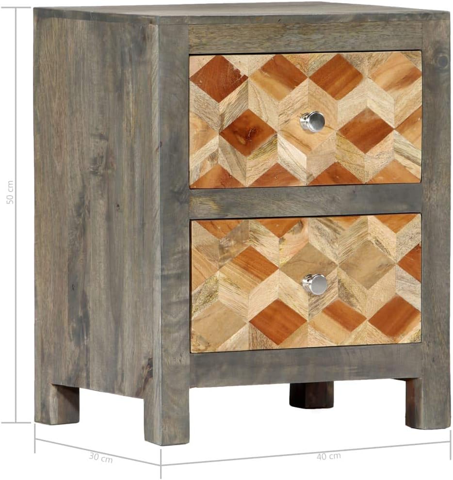 Gray Solid Mango Wood Bedside Cabinet J97472