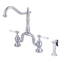 Polished Chrome Kitchen Bridge Faucet with Sidespray and Lever Handle O568