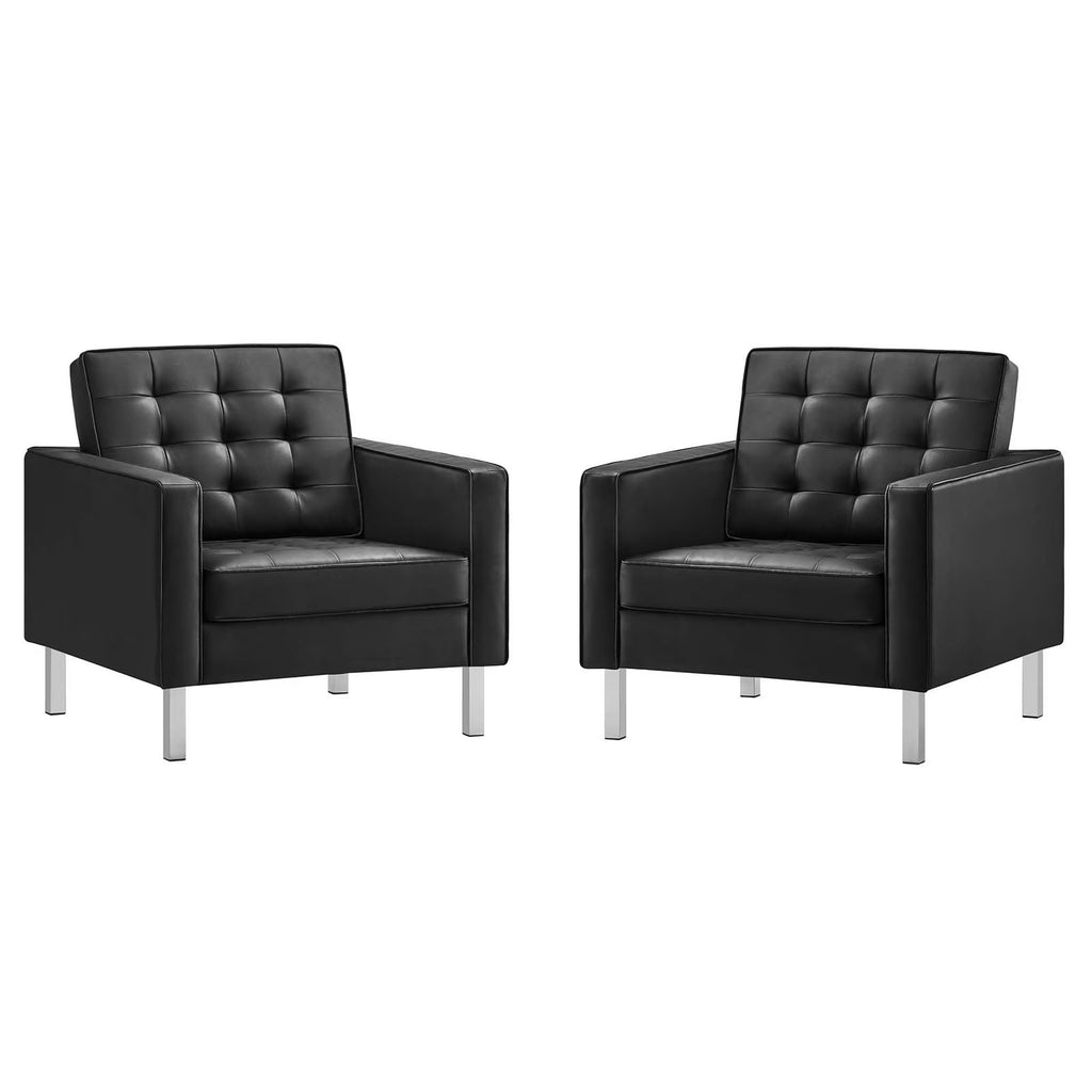 Set of 2 Tufted Vegan Leather Armchairs G5774