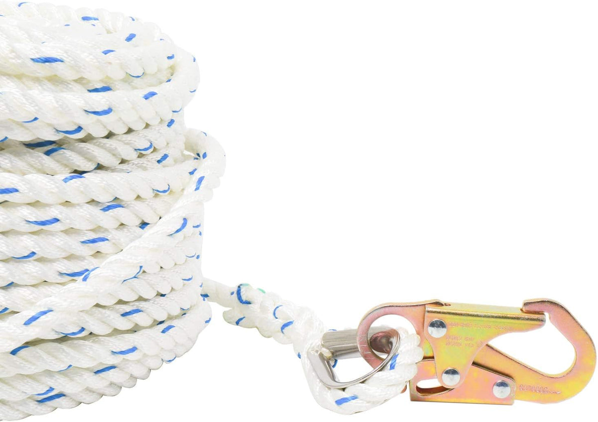 5/8 Inch 100ft Fall Protection Vertical Lifeline Rope with Snap Hook E388517