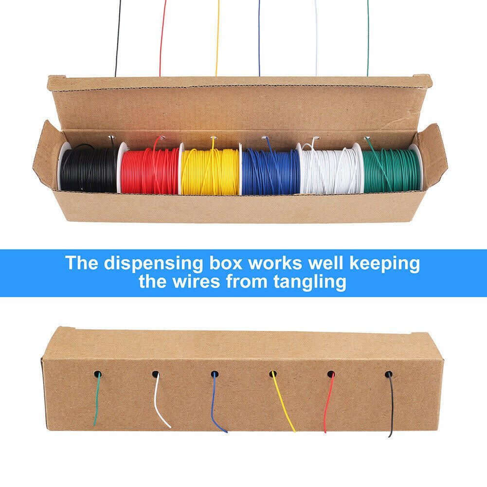 30AWG Stranded Tinned Copper Hookup Wire Kit, 6 Colors, 30 Feet Each, 300V S3550
