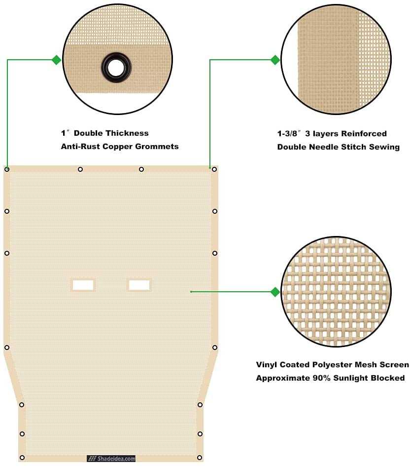 Tan Mesh Sun Shade for Jeep Wrangler JL 2 Door O455
