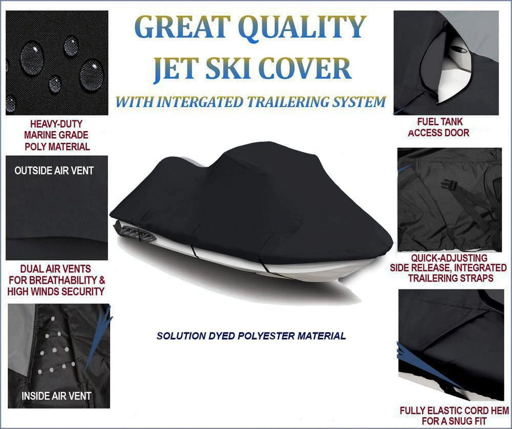 Black Jet Ski PWC Watercraft Cover 2 Seater 118" T1511