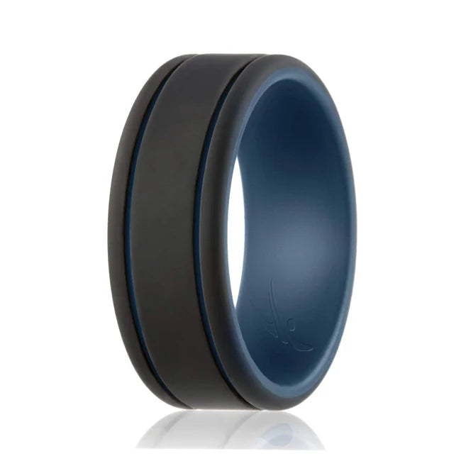 Blue-Black Silicone Wedding Ring T63716