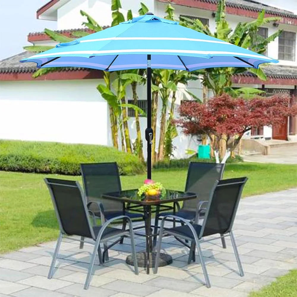9FT Aqua & White Stripe Umbrella K680