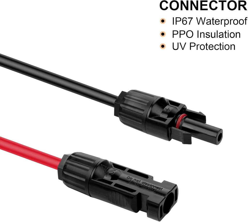6FT 10AWG Solar Extension Cable with Female and Male Connector I252462