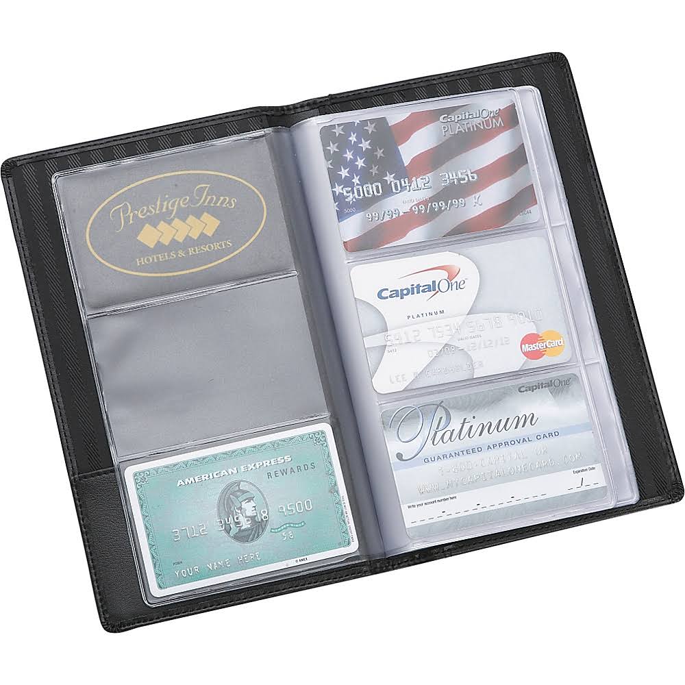 Black Leather Business Card File G4256