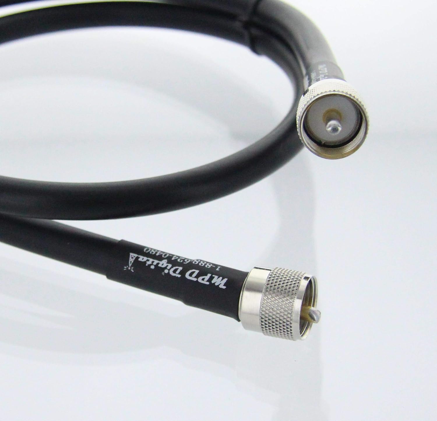 50 ft Black 50 Ohm RF Coaxial Cable with UHF PL259 Male Connectors J7731