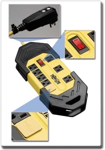 8 Outlet Power Strip with GFCI Plug, Black, Yellow, Pack of 2 A6684