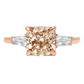 3 Stone Champagne Simulated Diamond Ring T5229