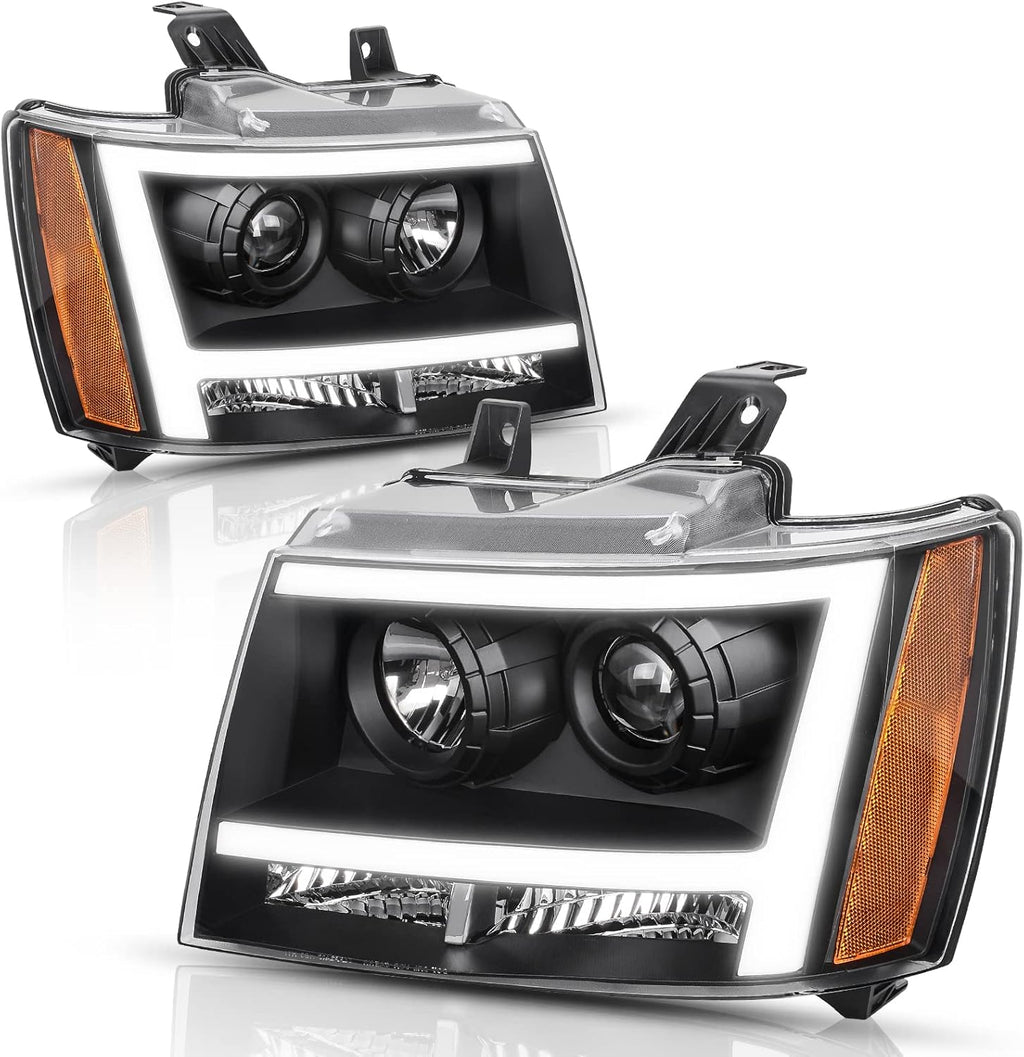 LED DRL Projector Headlight Assembly Black Housing D4825