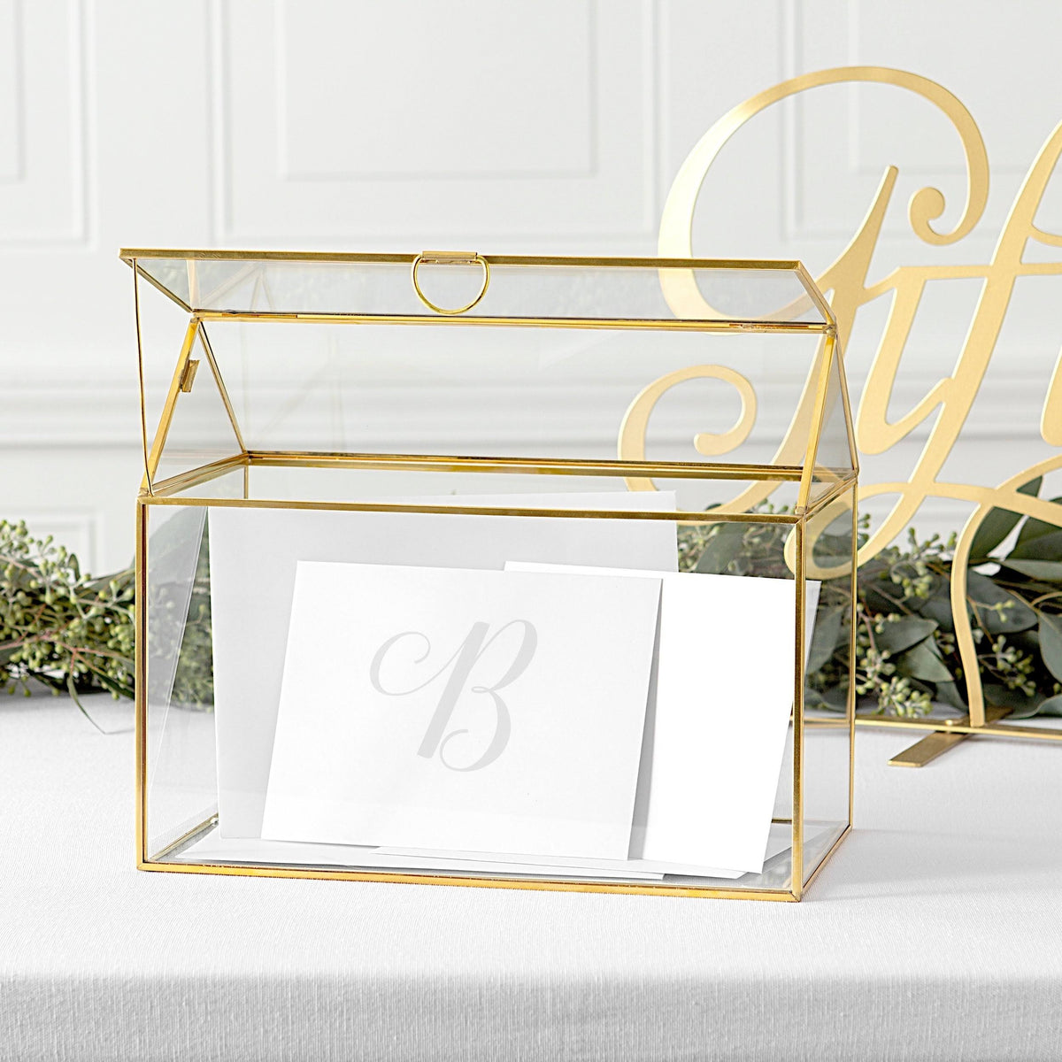 Gold Glass Terrarium Card Holder P540474