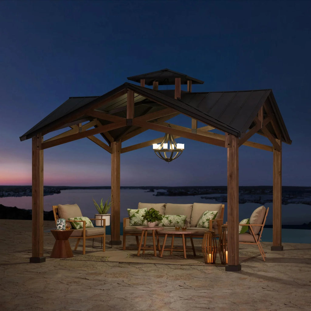 12.5 ft. x 12.5 ft. Cedar Framed Gazebo with Steel Hardtop Roof H542393
