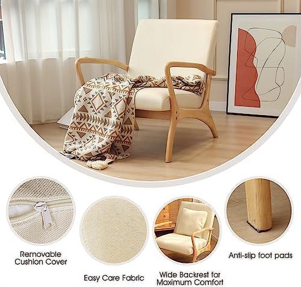 Accent Chair with Lumbar Pillow Upholstered Linen Fabric B99471
